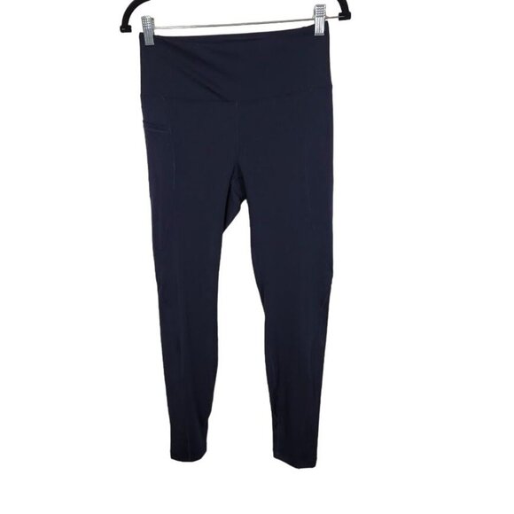 Athlio Women's High Waist Yoga Leggings with‎ Pockets in Navy Blue - Size Large - Picture 1 of 5